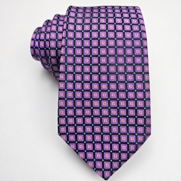 TED BAKER- 100% Silk Neat Grid- Box Pattern Necktie - Picture 1 of 8
